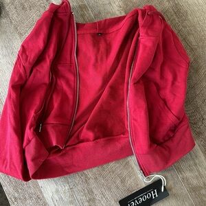 Red cropped hoodie
